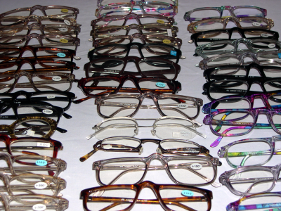 Reading glasses donated by Birmingham Vision Care